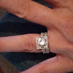 18k white gold Plated Bridal Set